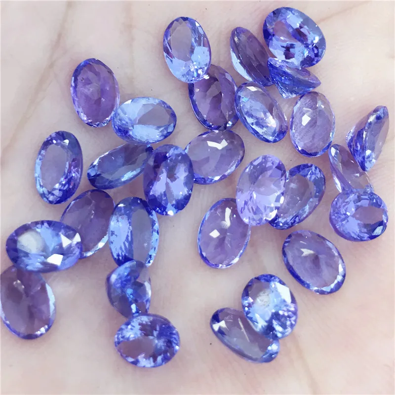 ECHSU  Natural Tanzanite bare stone oval 3*5mm -4*6mm can be customized inlay natural gemstones  gemstones for jewely stainless steel diamond sorting sieves sieve holder gemstones pearls bare stone size screen jewelry measurement screening tools