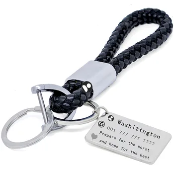 

Custome name key Personalized key chain Leather Keychain removable key Stamped Anti-lost Gift Titanium steel Key chain