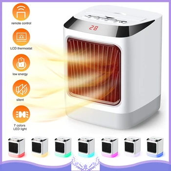 

Mini Electic Heating Fans Multifunctional Cooling Heating Fan Colorful Night Lights Ceramics Heating Fans Air Cooler Heater
