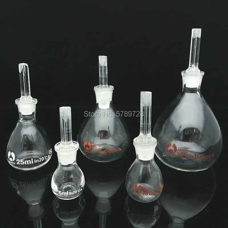 1pc Lab 5ml 10ml 25ml 50ml 100ml Glass Pycnometer Ball-Shape Gravity Bottle Solid pycnometer Laboratory Equipment Glassware Lab Glass Supplies