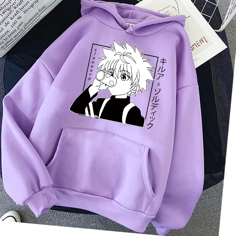 日本アニメパーカーハンター ハンター男性女性プルオーバーパーカースウェットキルアzoldyckハンターヒソカコスプレ90sフーディトップメンズ パーカー パーカー スウェット Aliexpress