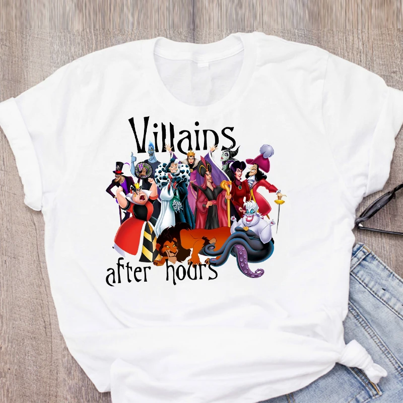 Graphic Cartoon Printed Basic Maleficent Evil Queen Villain T-shirt Shirt Happy Halloween Female Tee Shirt Women Tops