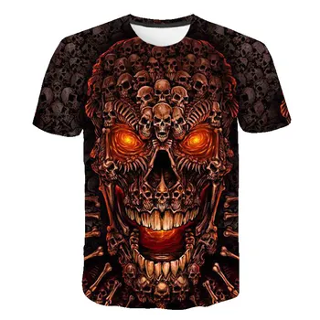 

Men's summer 2019 skull print short-sleeve harajuku T-shirt 3D T-shirt casual breathable T-shirt large size T-shirt