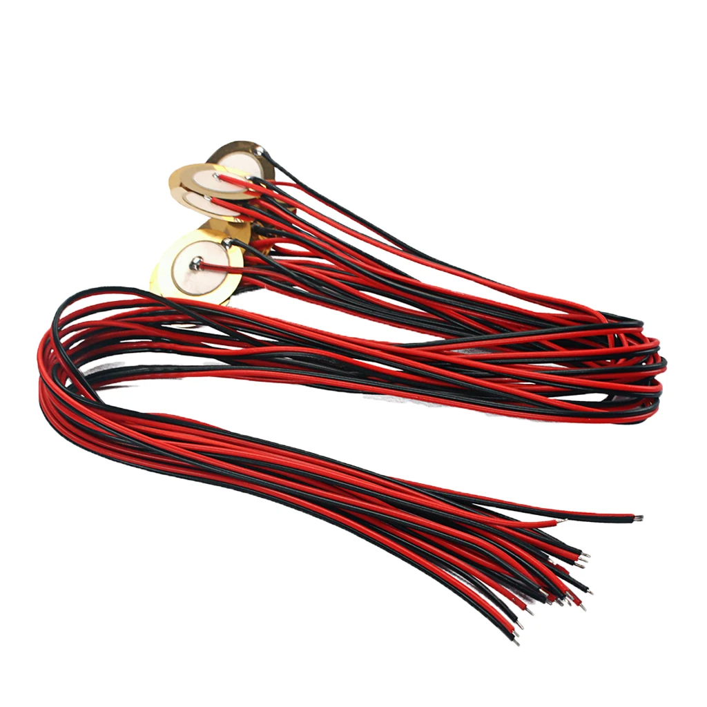 12 Pack 27mm Piezo Disc Elements with 48cm Leads for Cigar Box Guitar Drum Trigger