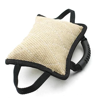 

TINGHAO 3 Handles Dog Bite Toy Pet Training Tools Dog Bite Rope Tug Jute Pillow Durable For Large Dogs Labrador German Shepherd