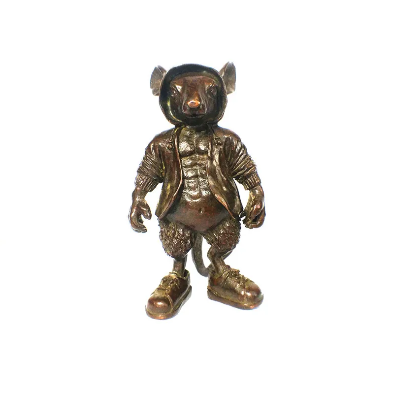 

Antique Copper Fighting Mice Character Figurines Miniatures Tea Pet Table Ornaments Accessories Cartoon Animal Rat Statue Decors