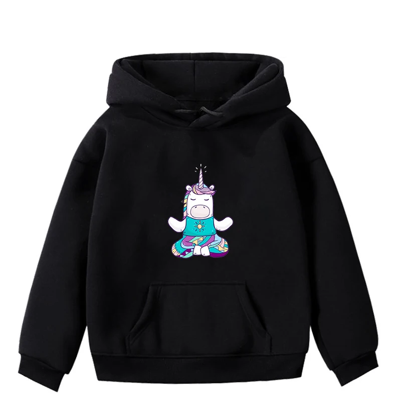 Unicorn Print Boys Girls Hoodies Clothes Children Winter Thick Sweatshirts Toddler Casual infant Kids Plus Velvet Tops Costume