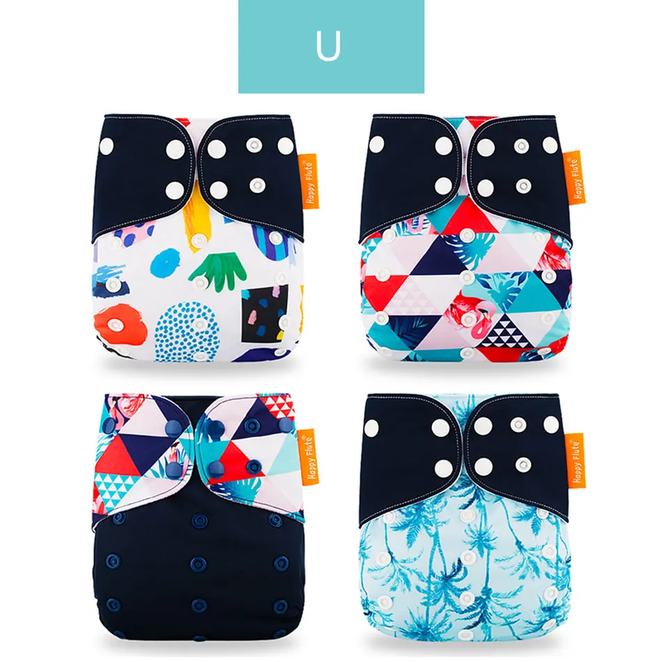 U only diaper Happyflute 4 шт./компл. моющиеся экологически чистые тканевые подгузники; регулируемый пеленки Многоразовые подгузники из ткани подходит 0-2years, на Возраст 3-15 кг для малышей - Цвет: U only diaper
