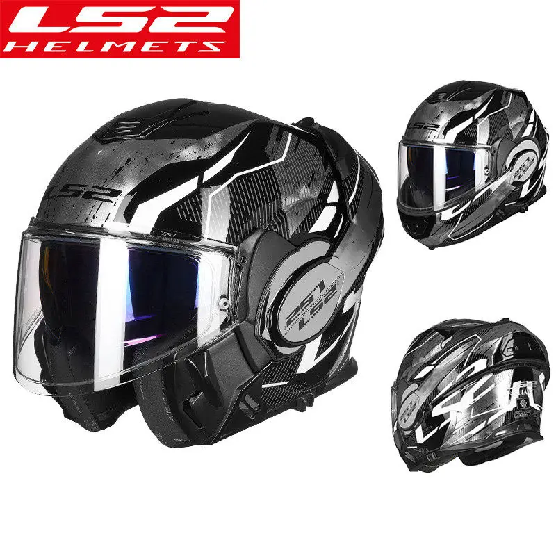 LS2 FF399 откидной мужской мото rcycle шлем модульный Мото Кросс Полный лицевой шлем Capacete ls2 casco moto ls2 шлем - Цвет: 10