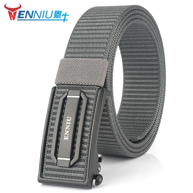 

Fashion Canvas Belt Young MEN'S Students Automatic Buckle Casual Pants with Versatile Nylon Woven Leather Belt Trend