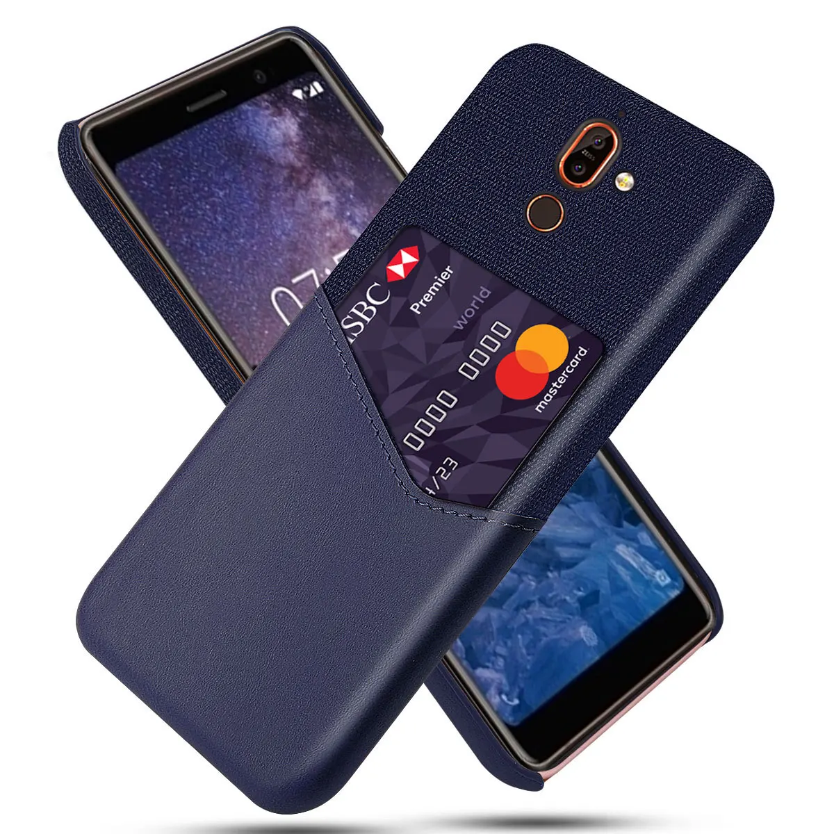 DCK кожаный жесткий тканевый с картой защитный чехол для телефона для Nokia 7 Plus 7,1 Plus задняя крышка
