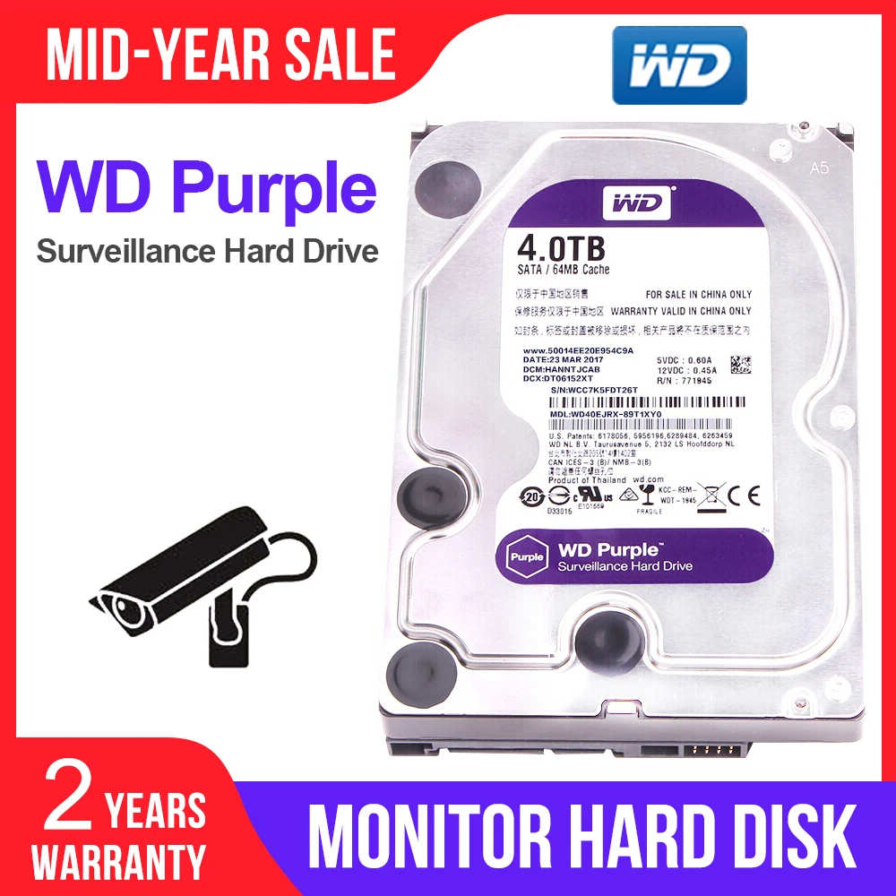 Скидка Western Digital WD наблюдения фиолетовый 4 ТБ 3,5