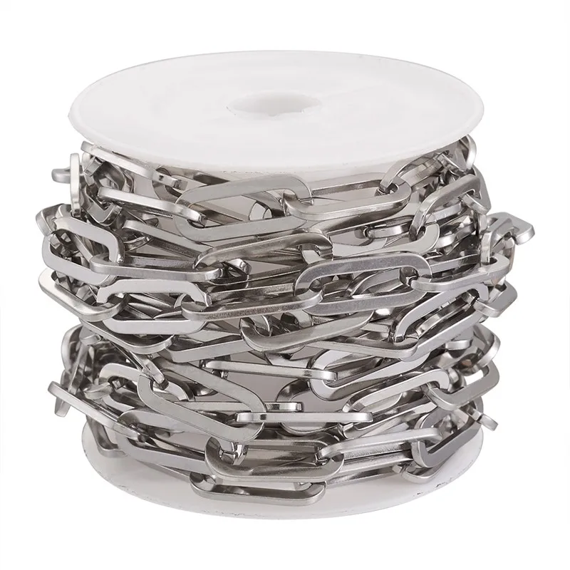 

Unwelded 304 Stainless Steel Paperclip Chains Drawn Elongated Cable Chains for Jewelry Making DIY Necklace Big Chains