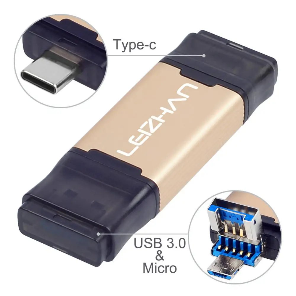 Флэш накопитель LEIZHAN USB 3 0 OTG флэш Android для Huawei P30 Samsung S10 S9 S8 S7 S6 S5 Type c накопитель|USB