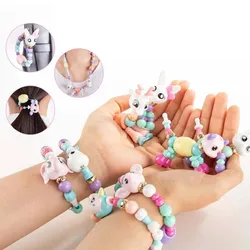 1/5/8 piezas DIY animales mágicos variedad pulseras collar niñas juguete hecho a mano pulsera de cuentas fiesta pulseras para niños regalo educativo