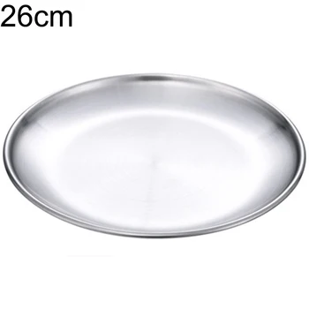 

Stainless Steel Dinner Plates Round Dining Plate Food Snack Dry Fruit Restaurant Cake Tray Western Steak Salad Dish Bowl Kitchen