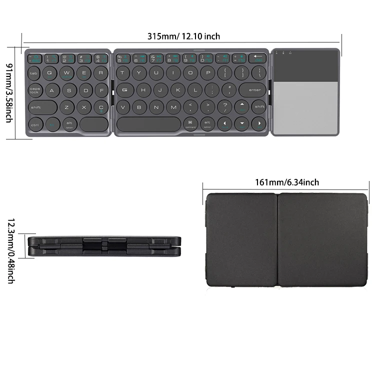 [AVATTO] Bluetooth Беспроводная складная клавиатура с тачпадом, складная BT мини клавиатура для телефона планшета ноутбука ПК ipad iphone