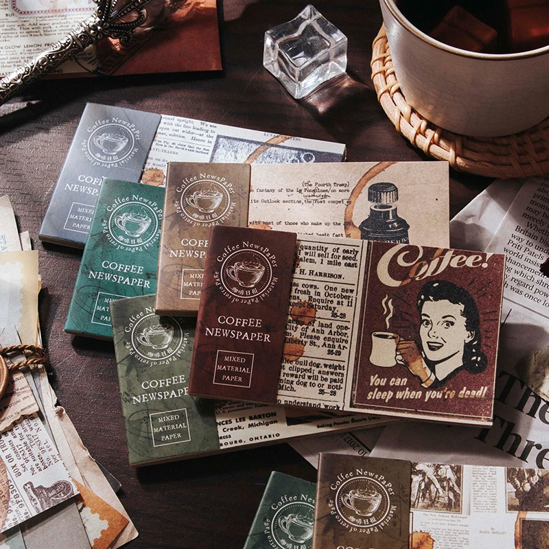 

Dimi 30 pcs/book Coffee Newspaper Series Retro Material Paper Scrapbooking Decorative Craft Paper School Supplies Stationery
