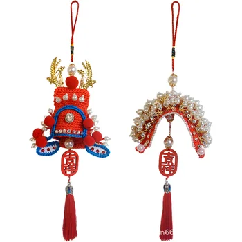 

DIY Hand Knitting Keychain Fengguanzhuangyuan Hat Women Key Holder Couples Jubilant Girl Keyring Handmade Pendant Porte Clef