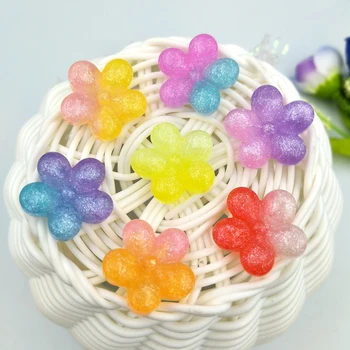 

14pcs Resin Mixed bicolor flower Flat back Cabochons for DIY Hair Bow Center Scrapbooking Embellishments Phone Decoration