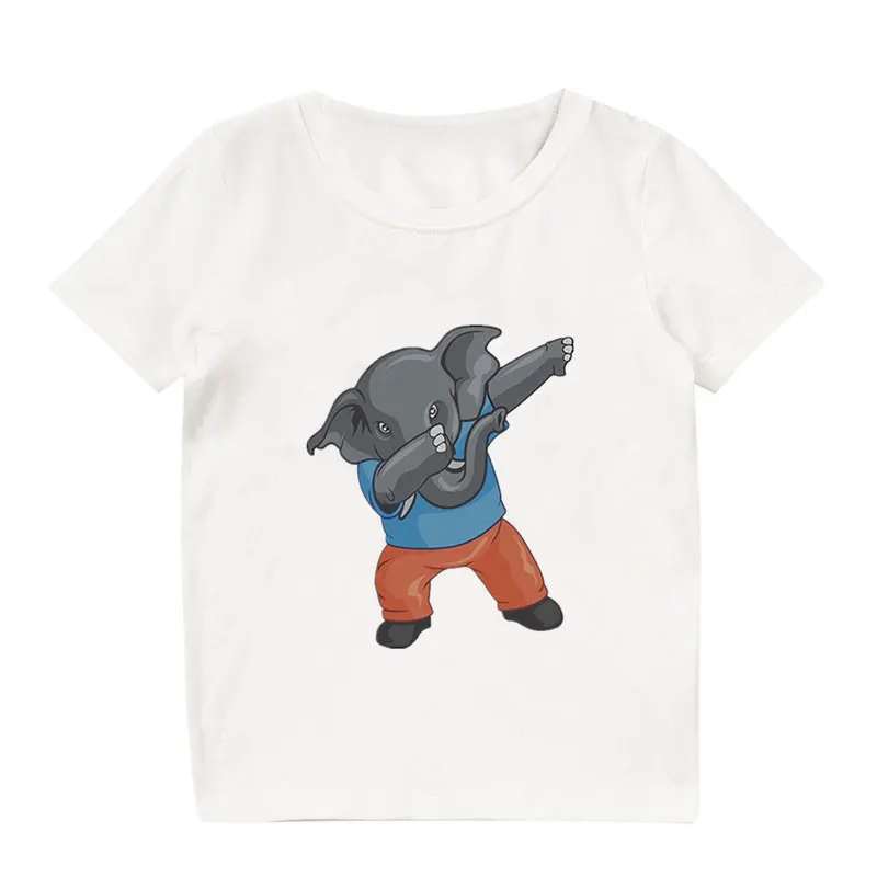 Летняя новинка, модная футболка Enfant, футболка для мальчиков с забавной пандой, футболка для танцев, футболка для девочек в стиле Харадзюку с круглым вырезом и забавными животными - Цвет: 760