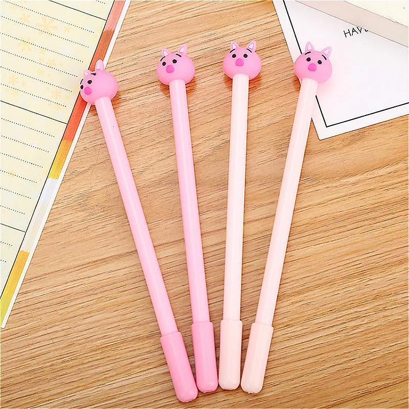 

1piece New Pink Pork Head Ballpoint Pen Kawaii Creative Lovely Black Ink Tools Student Writing Office Stationery