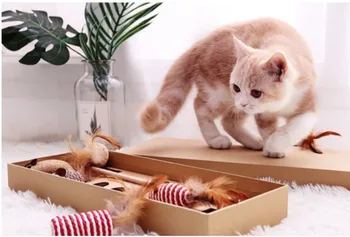 

Funny Cat Stick Wooden Fishing Rod Mouse Funny Cat Pole Interactive Cat Toy Wood Pole Feather Pet Toy Cat Accessory
