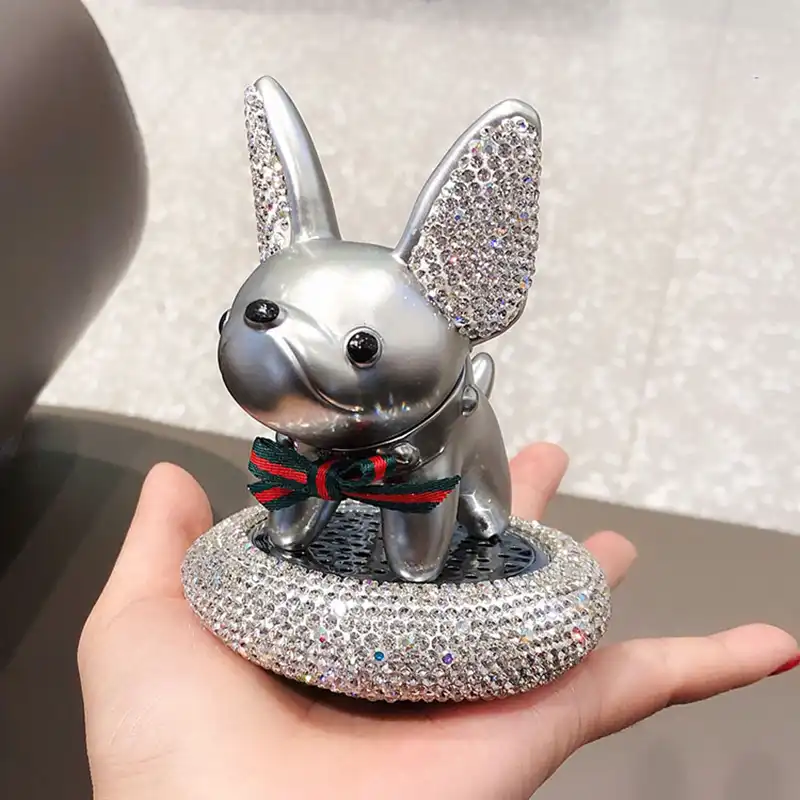 フレンチブルドッグダイヤモンドアロマ装飾車の空気清浄削除独特のにおい漫画かわいい振っヘッド内部の飾り フィギュア ミニチュア Aliexpress