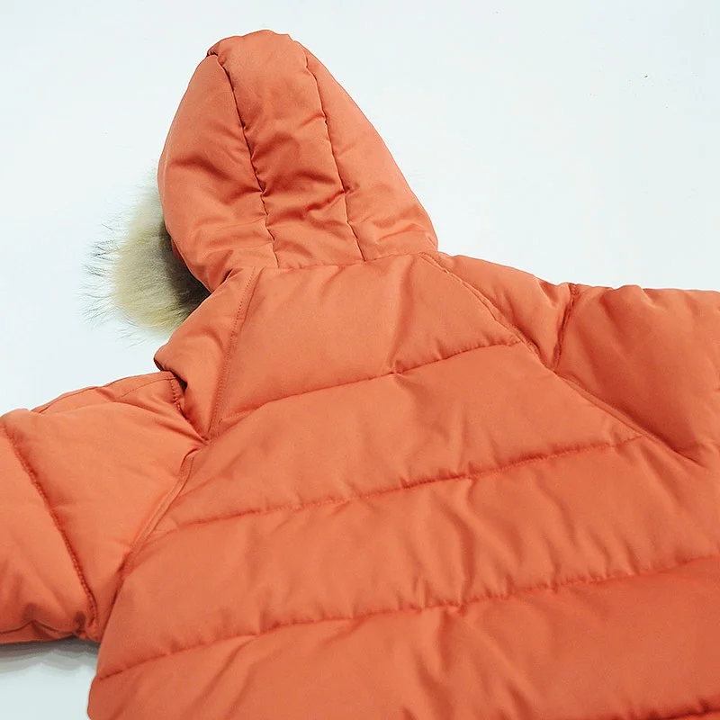 COOTELILI/теплая куртка для девочек, пальто зимняя куртка для мальчиков, парка зимний комбинезон с натуральным мехом енота, детская одежда для девочек зимняя, 90 до 130 см