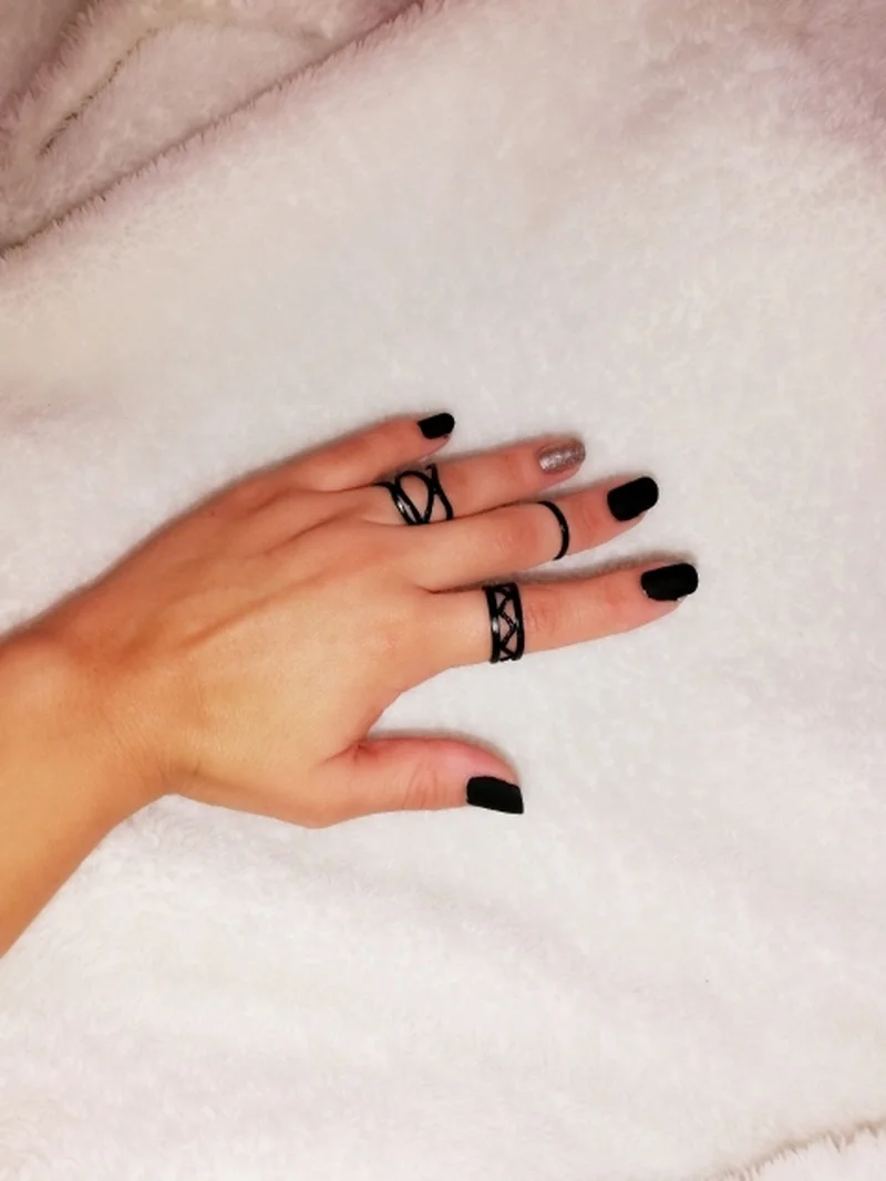 3 шт., панковские Многослойные кольца с поперечным кончиком пальцев, женские черные кольца, простые кольца выше пальцев, набор для женщин