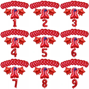 

6Pcs/Set Hot Cartoon Ladybug Foil Balloons Birthday Party Decoration Butterfly Bee Helium Mylar And 32 Inch Number Balloon