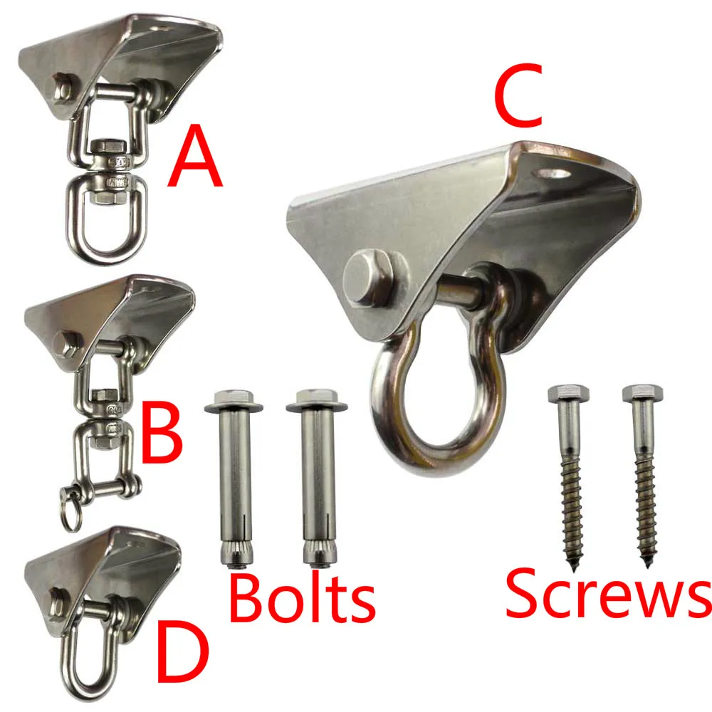 

304 Stainless Steel Heavy Duty Swing Hanger 360 180 Degrees Rotation Swivel Swing Yoga Hammock Chair Sandbag 1000LB Capacity2pcs