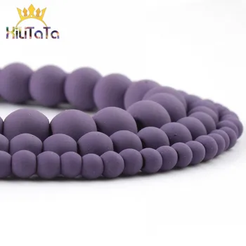 

Natural Stone Beads Matte Dark Purple Rubber Hematite Round Loose Beads For Jewelry Making DIY Bracelet Accessories 15'' 4 6 8mm