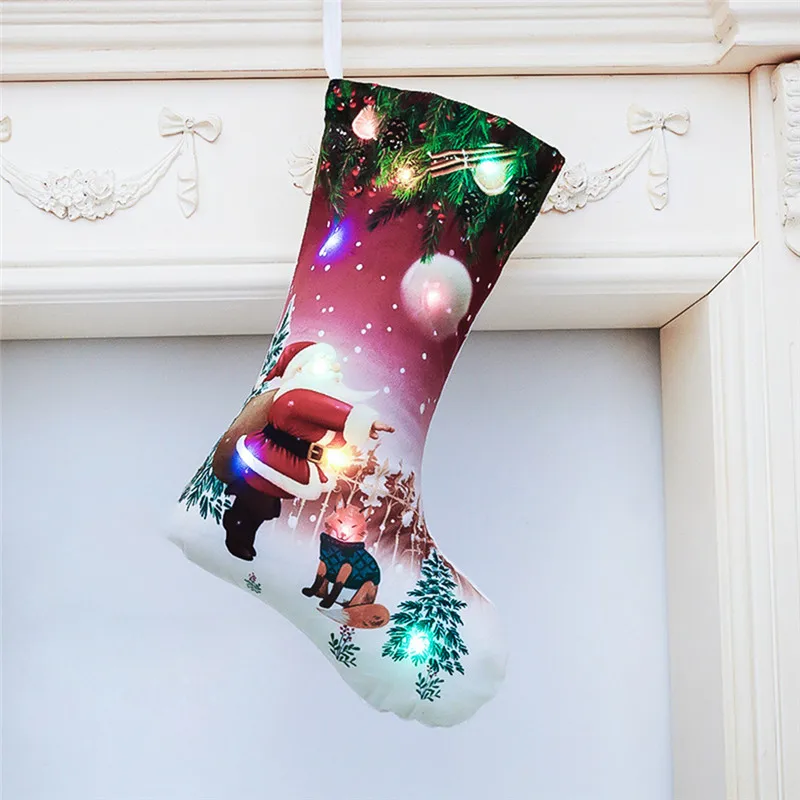 Merry Christmas Led Hanging Gift Candy Large Socks Decoration Home Holiday New Year Christmas Decoration NEW@5