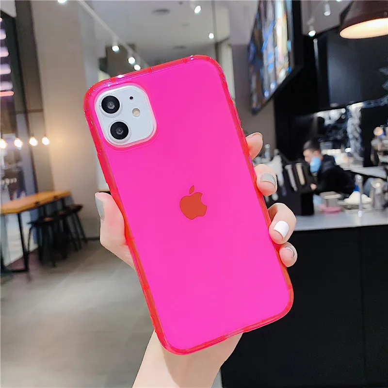Fluorescente à Prova de Choque Case de Telefone para o Iphone xr x xs 7 8 Mais se 2021 Neon Case Tpu Limpar Telefone Capa 100pc Cor 11 Pro Max 5 100pc Cor Fluorescente À Prova de Choque