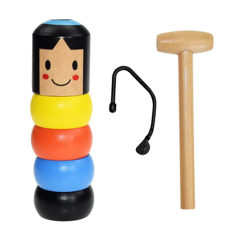 

Free Shipping Unbreakable Wooden Man Magic Toy Immortal Daruma Magic Tricks Close Up Stage Magic Props Fun Toy Accessory
