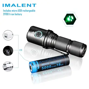 

2019 Imalent DM70 LED Flashlight CREE XHP70 4500 lumens Tactical Flashlight with Rechargeable 21700 Battery for Hiking, camping