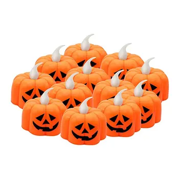 

12pcs pumpkin candle light smile face Halloween party decorations led electronic creative glowing toys Decorative Props