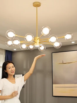 

Modern Glass Balls Pendant Lamp Light Luxury Branch Chandelier Magic Bean LED Lighting Fixture Living Room Home Decoration