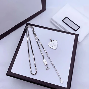 

Women high quality Love heart box necklace S925 Sterling silver Jewelry Original Luxury brands Logo Fashion high-end gifts