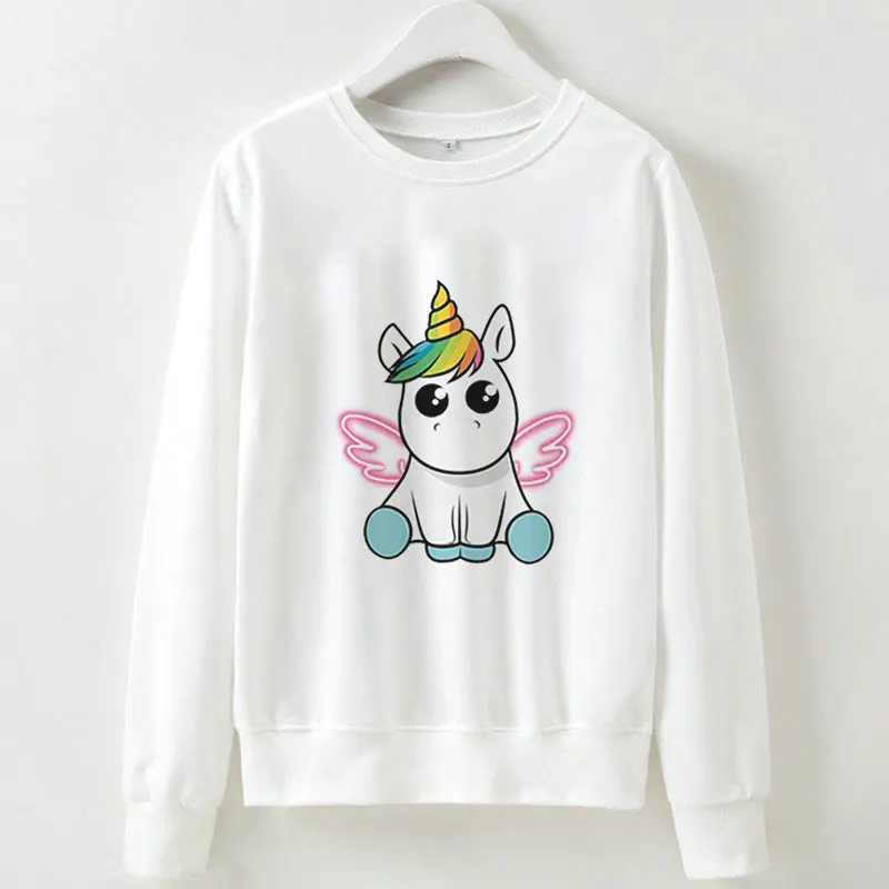 Модная Толстовка Harajuku Kawaii с единорогом для девочек, коллекция года, Повседневный пуловер с длинными рукавами и капюшоном Sudadera Mujer, пуловер - Цвет: 796