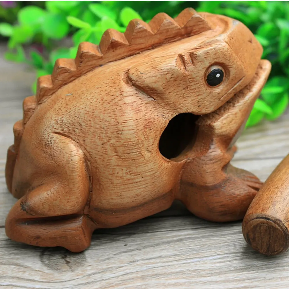 En bois grenouille sculptée coassant Knocker Instrument Musical Sound Grenouille charrette jouet 