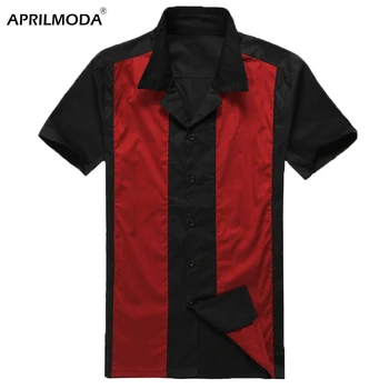 

2019 Short Sleeve Summer Mens Beach Hawaiian Shirts 50s 60s Cotton Casual Patchwork Black Shirts Retro Rockabilly Mens Clothing