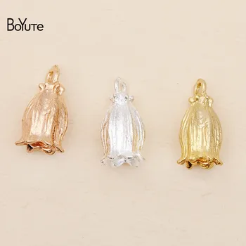 

BoYuTe 50Pcs 7*16MM Metal Alloy Flower End Caps Diy Hand Made Jewelry Accessories Parts