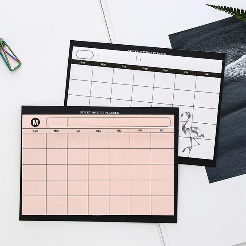 

1 Pcs Simple Flamingo Desktop Schedule Planner Monthly Daily Plan Memo Pads Notebooks Work Efficiency Stationery Organizer
