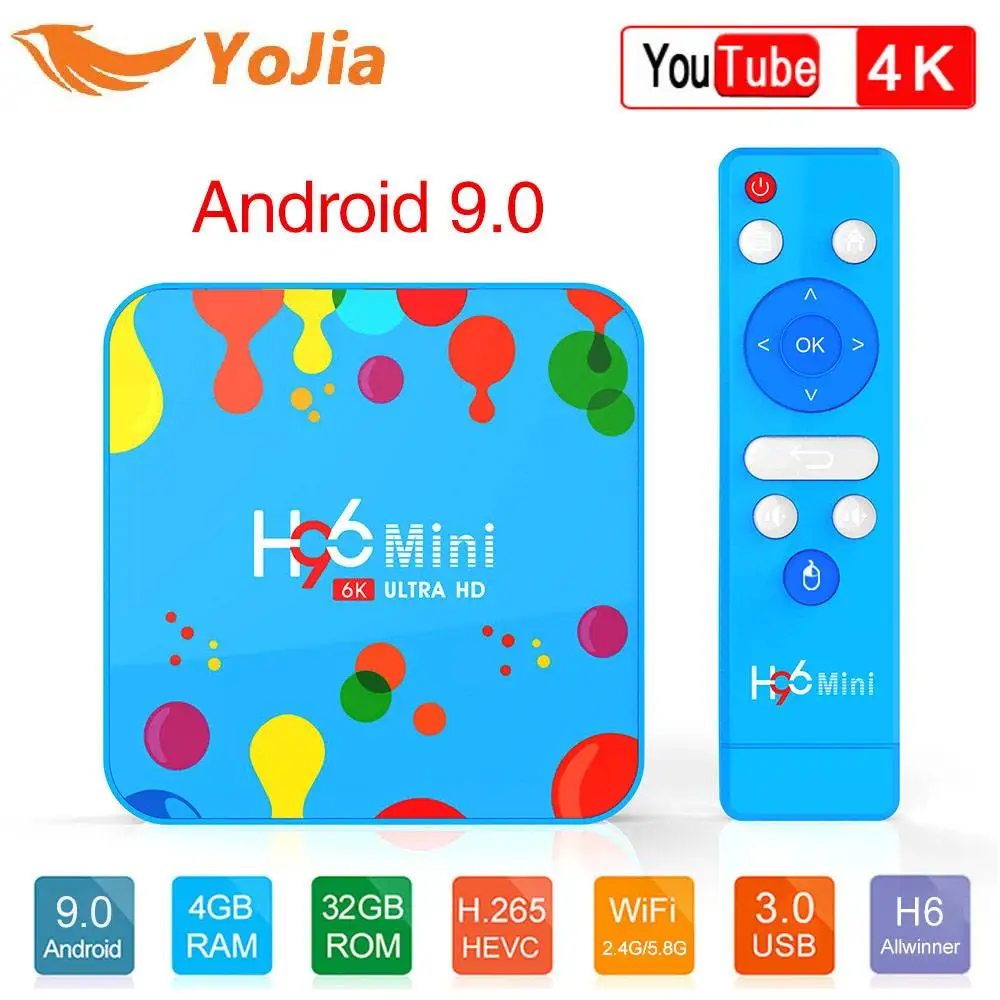 

Max 4GB RAM 128GB ROM 6K Smart Media Player Android 9.0 TV Box H96 Mini Allwinner H6 QuadCore Dual Wifi 32G H96Mini PK X96 MAX