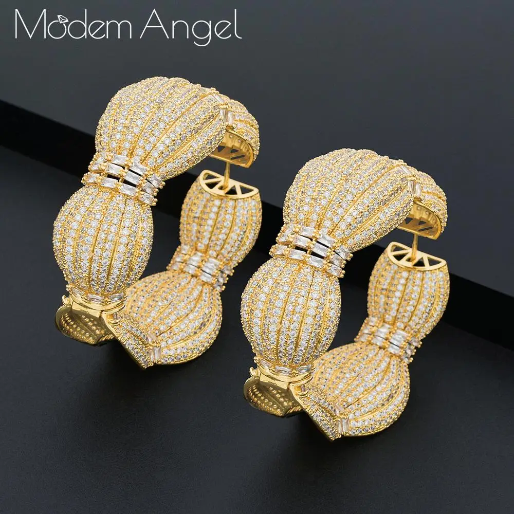 ModemAngel Роскошные серьги-кольца для женщин, яркие серьги, свадебные с кубическим цирконом, CZ, Дубай, свадебные Круглые круглые серьги-кольца