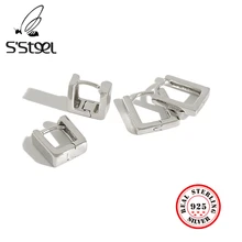 

S'STELL Geometry Korean Hoop Earring 925 Sterling Silver Earrings For Women Pendientes Plata De Ley 925 Mujer Aretes Jewelry