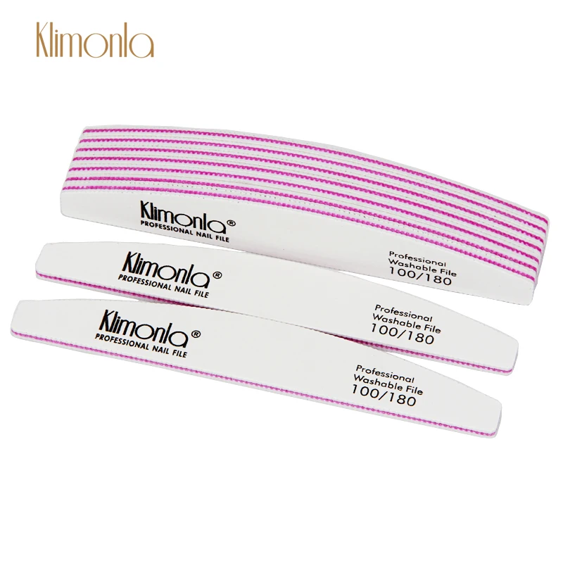 

Klimonla Nail File 10pcs 100/180 Grit Sanding File Buffer Block Half Moon Emery Board Nail Polish Beauty Tools Accessori Nails