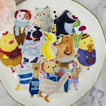 

16Pcs/Bag Cute Cartoon Animals Duck Sticker DIY Scrapbooking Album Junk Journal Planner Decorative Stickers